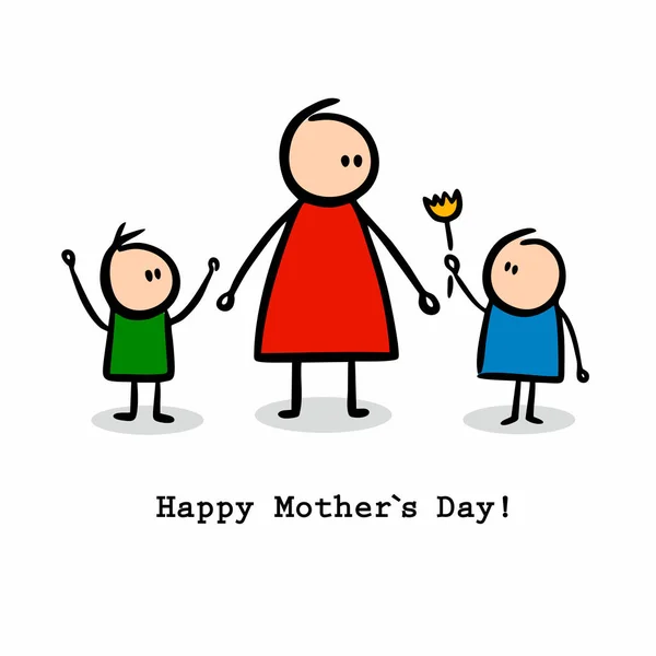 Print with cute doodle illustration for happy mothers day. — Stock Vector