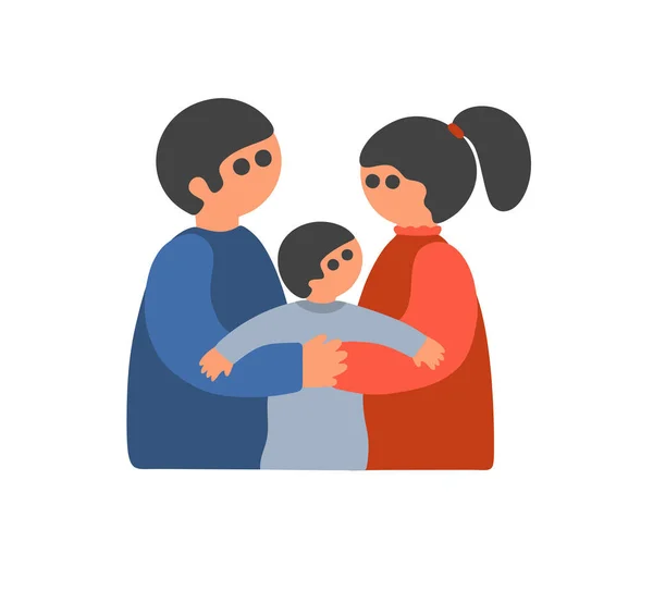 Jeune famille moderne avec petit enfant. Art vectoriel. — Image vectorielle