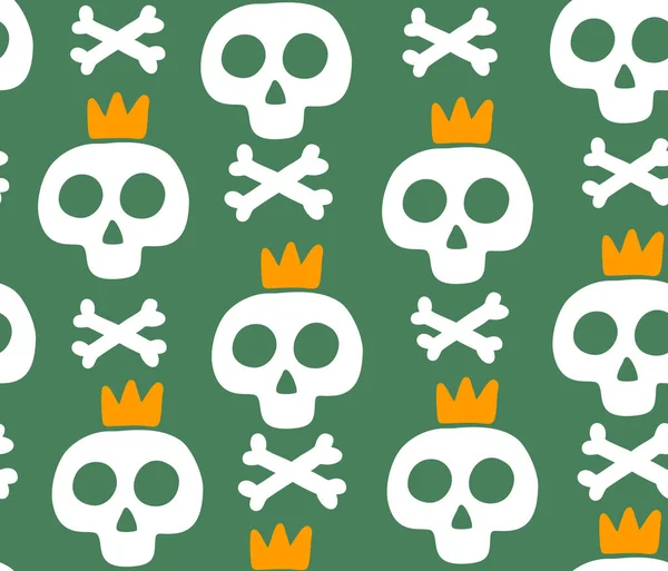 Seamless scandinavian pattern with skulls and crowns. — Stock Vector
