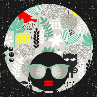 Retro güneş gözlüğü siyah baş kadın