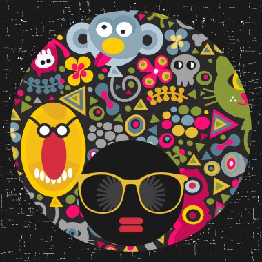 Kadın saç garip desenli.