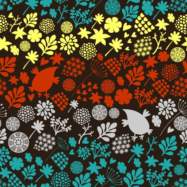 ヴィンテージの花と鳥のシームレス パターン. — ストックベクタ