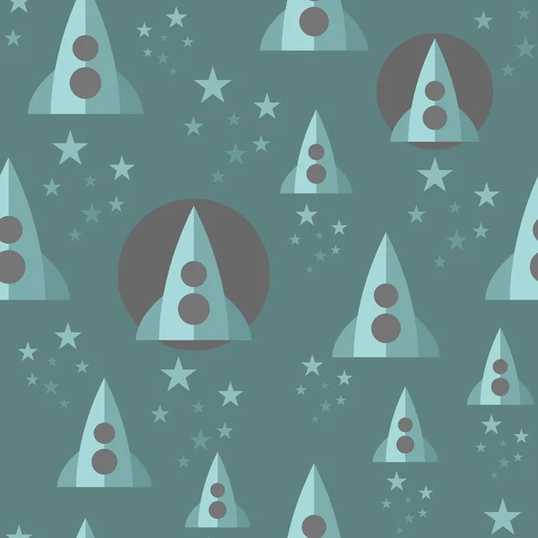 Seamless pattern with space rockets. — Stock Vector