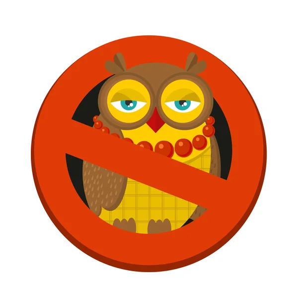 Ban sign to hipster owl. — Stock Vector