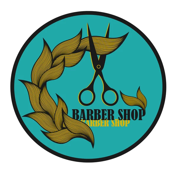 Étiquette vintage pour coiffeur et coiffeur avec ciseaux . — Image vectorielle