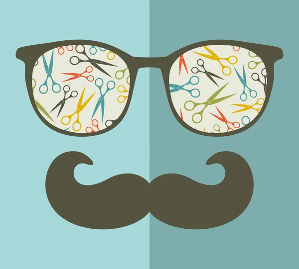 Vintage eyeglasses with reflection. — Stock Vector