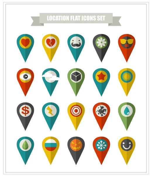 Conjunto de iconos planos ubicación . — Vector de stock