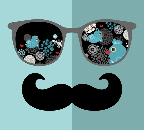 Retro sunglasses with reflection for hipster. — Stock Vector