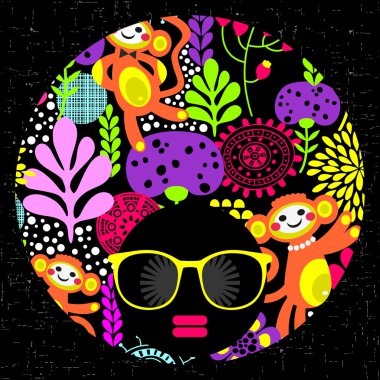 garip desenli siyah baş kadın