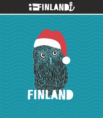 Noel şapkalı şirin baykuş.