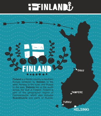 Finlandiya ve amblemi Haritası