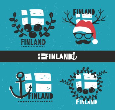 Finlandiya'nın sembolleri çizimi.