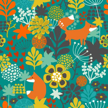 Çiçekler içinde tilki ile Seamless Modeli