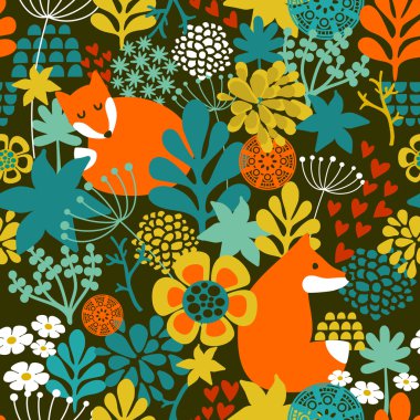 Çiçekler içinde tilki ile Seamless Modeli