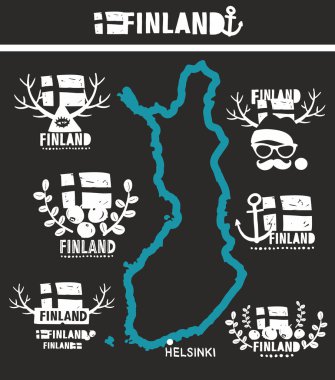 Finlandiya Haritası ülke etiketleri