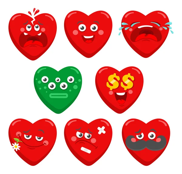 Colección de personajes corazones de dibujos animados . — Vector de stock