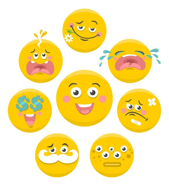 Conjunto de caras de sonrisa amarilla . — Vector de stock