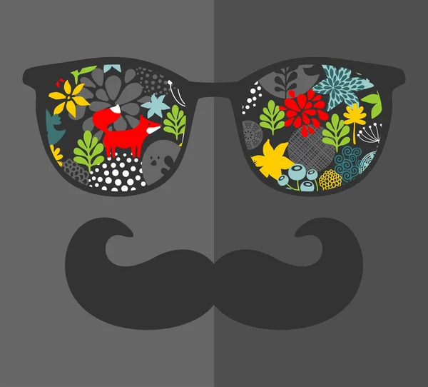 Retro-Sonnenbrille mit Reflex für Hipster. — Stockvektor