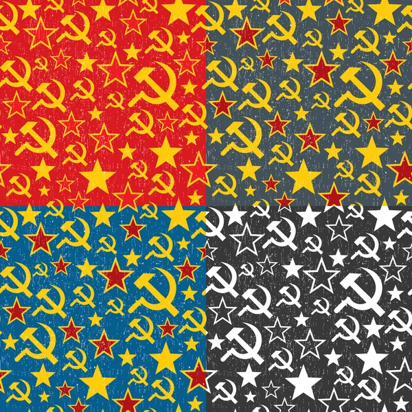Set of Soviet Union seamless patterns. — Stock Vector