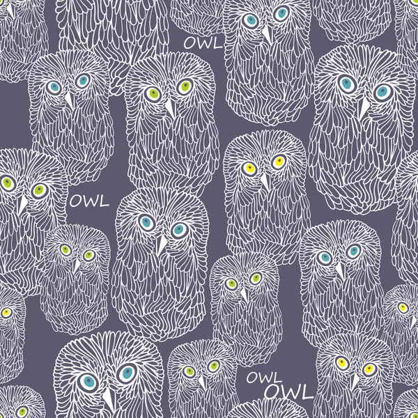 Seamless pattern with owls. — Stock Vector