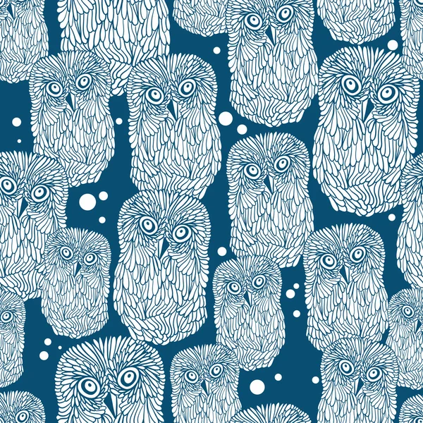 Seamless pattern with polar owls. — Stock Vector