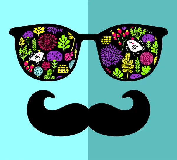 Retro zonnebril met reflectie voor hipster. — Stockvector