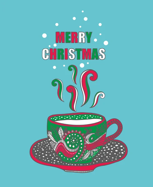 Christmas cup with hot drink. — Stock Vector