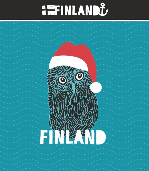 Noel şapkalı şirin baykuş.