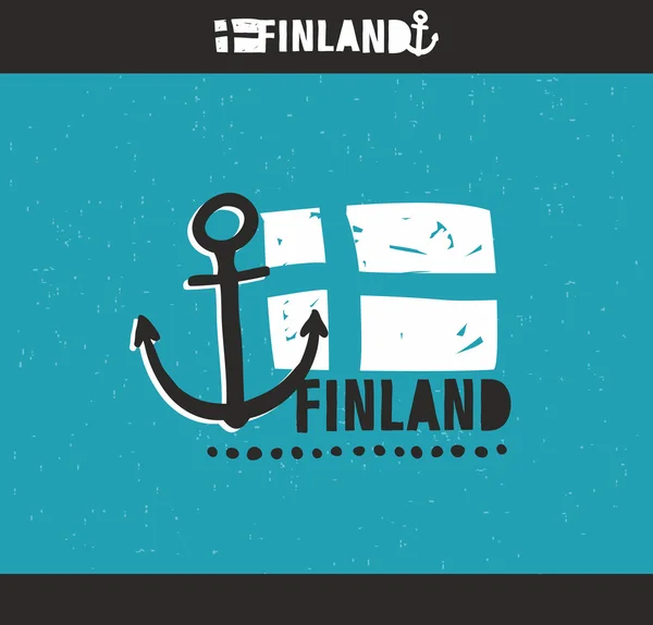 Emblema dibujado a mano de Finlandia — Vector de stock