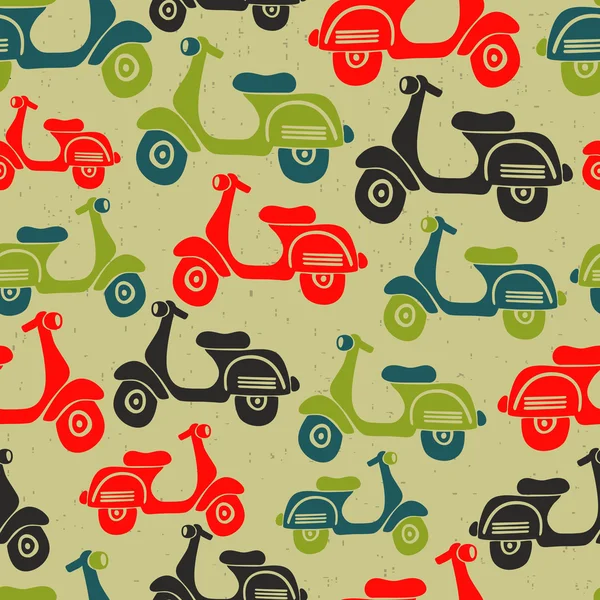 Modèle sans couture avec scooters vintage — Image vectorielle