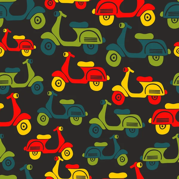 Seamless pattern with vintage scooters — Stock Vector