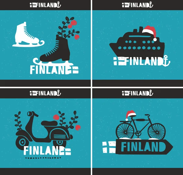 Labels of Scandinavian country - Finland. — Stock Vector