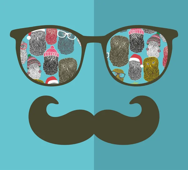 Hombre en gafas de sol y con bigote — Vector de stock