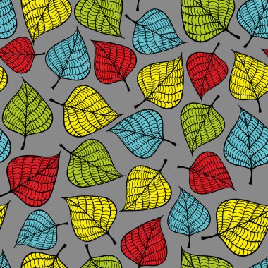 Karalama yapraklı kusursuz desen