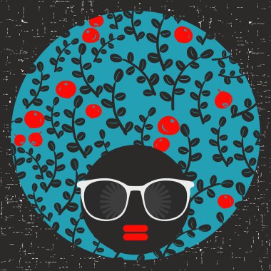 kadın baş saç garip desenli