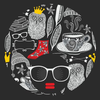 kadın baş saç garip desenli