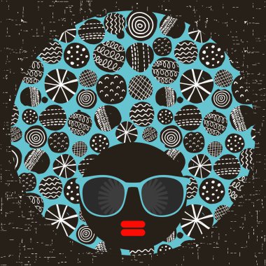 kadın baş saç garip desenli