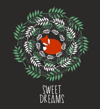 Uyuyan fox çiçek dekorasyonu