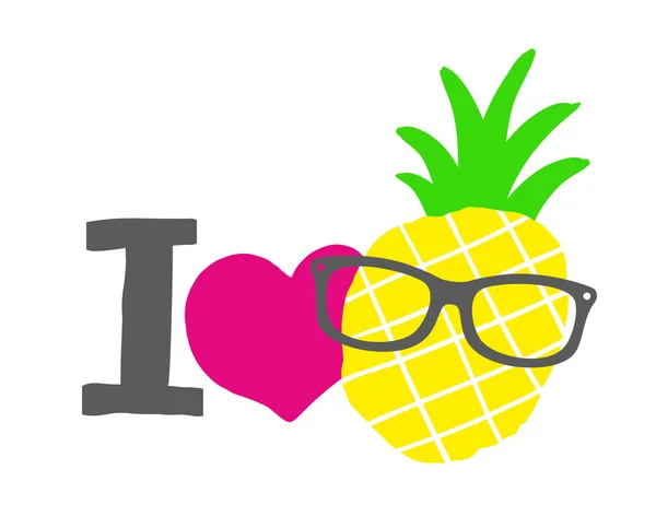 Én szeretem a nyomtatás ananász — Stock Vector