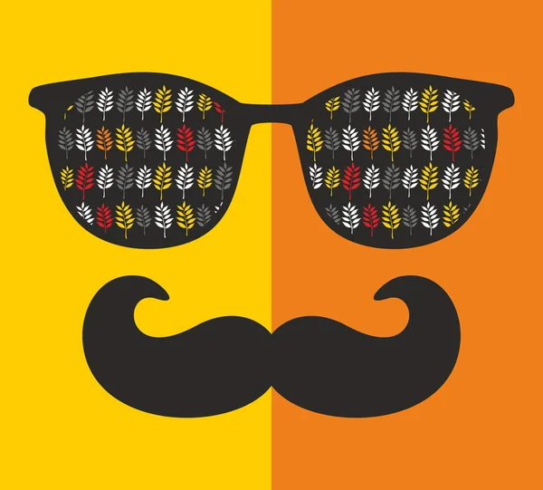 Homme en lunettes de soleil et avec moustache — Image vectorielle