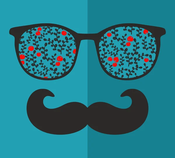 Homme en lunettes de soleil et avec moustache — Image vectorielle