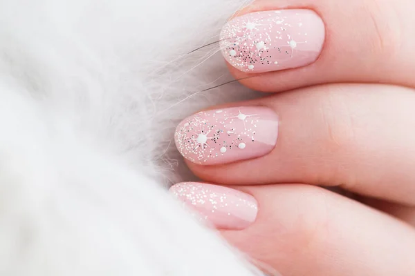 Diseño Uñas Manicura Navidad Aislada Sobre Fondo Blanco Primer Plano — Foto de Stock