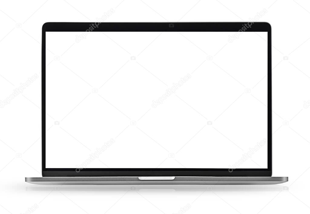 Laptop isolated on white background. Laptop with empty space, front view