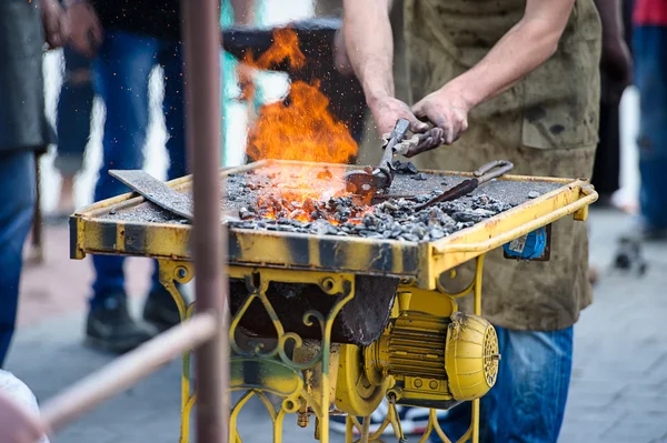 Furnace with burning coals — Stock Photo, Image