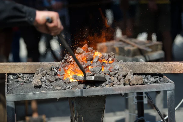 Furnace with burning coals — Stock Photo, Image