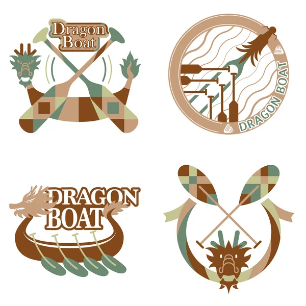 Dragón barco festival artículos diseño conjunto — Vector de stock