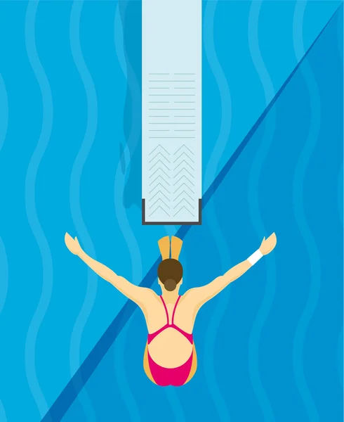 다이빙 보드 디자인 그림에서 점프 — 스톡 벡터