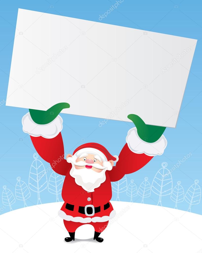 Santa Claus holding a blank paper