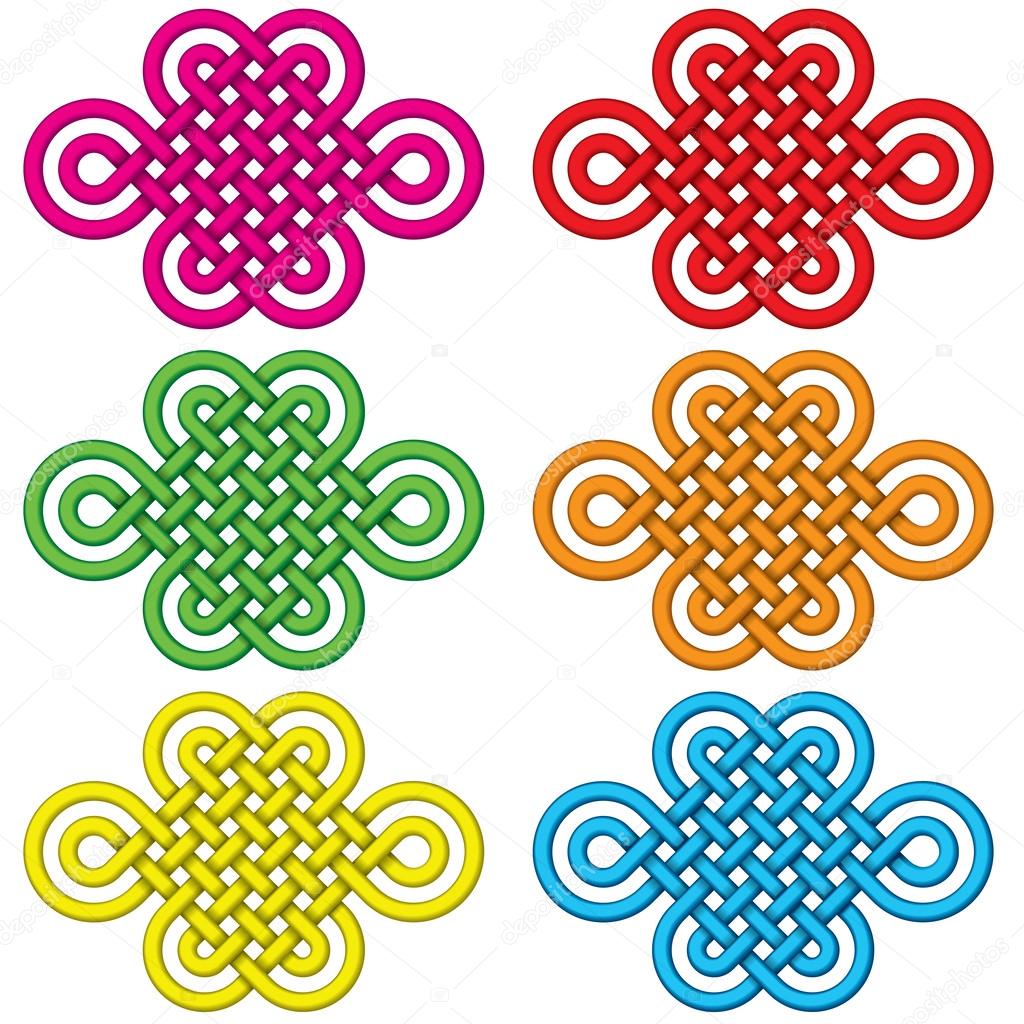 Chinese lucky knot illustration set
