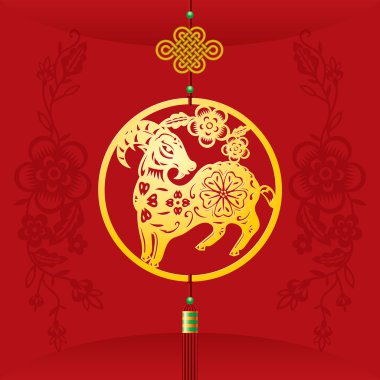 Çin yeni yılı arka plan asılı koyun dekorasyon ile
